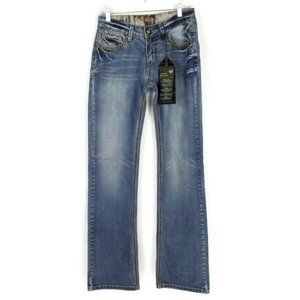 Adikt'd Medium Stonewash Mid Rise Boot Cut Denim Jeans Womens Size 8 Stud Sample